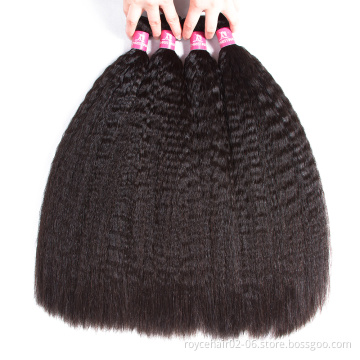 Wholesale Brazilian Virgin Cuticle Aligned Natural Kinky Straight Yaki Weave Hair Bundles with Lace Frontal Closure